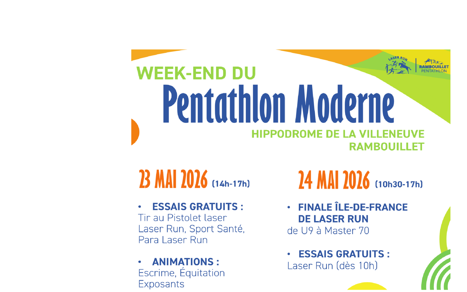 Week-end du Pentathlon Moderne et du Laser Run